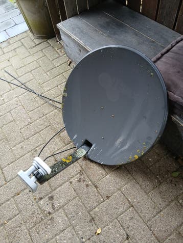 Gratis schotelantenne met dubbele kop.
