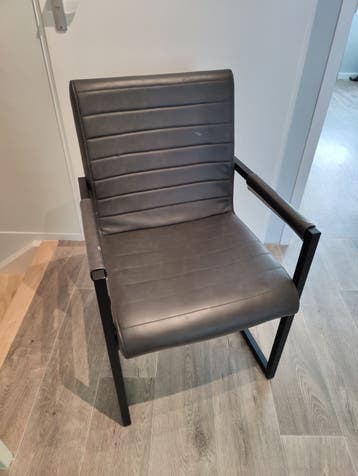 4 eetkamerstoelen antraciet met metalen frame