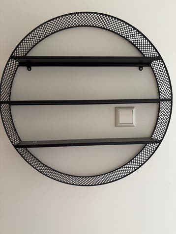 GRATIS // Rond wandrek met 3 planken - Zwart metaal