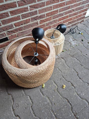 Set van 2 bamboe hanglampen - Boheemse stijl
