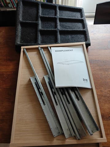 IKEA KOMPLEMENT lade met viltinzet en rails