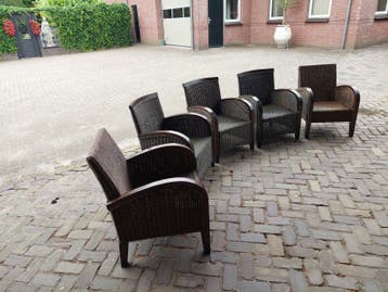 Set van 5 rotan stoelen - Donkerbruin