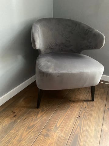 Stijlvolle Grijze Velours Fauteuil - Zo goed als nieuw