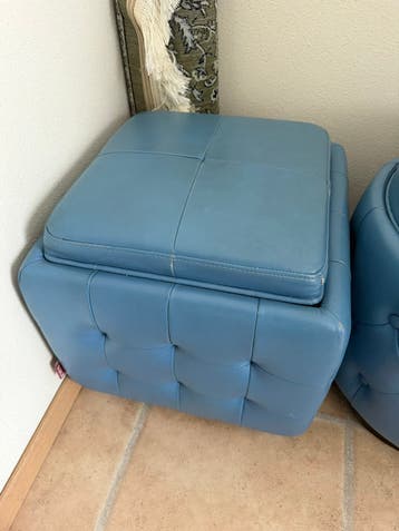 Poef blauw VIERKANT