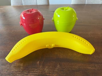Fruit bewaardoosjes: banaan en 2 appels