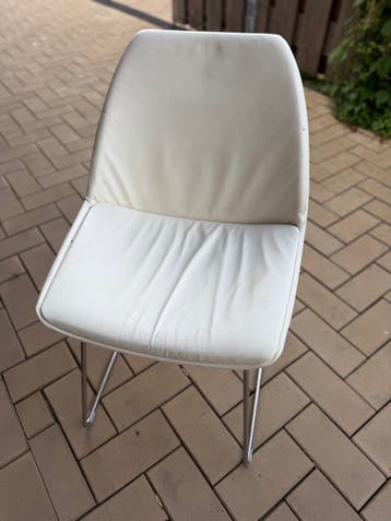 6 witte leren design eetkamerstoelen - Gratis ophalen