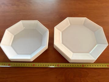 Witte achthoekige borden set - 2 maten