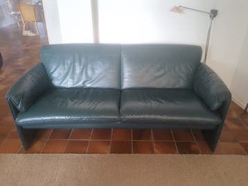 Leren bank blauw/groen merk Leolux gratis ophalen
