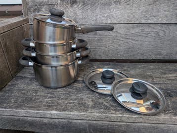 BK Pannenset RVS - 4 pannen met deksels
