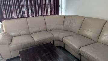 Creme leren hoekbank 270x220 cm - Gratis af te halen