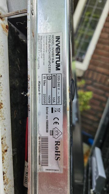 Inbouw vaatwasser Inventum voor onderdelen (gratis)