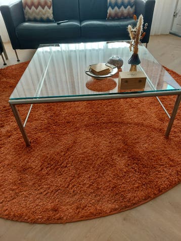 GRATIS salontafel rvs met glas 1x1 meter