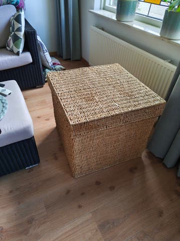 Grote rieten mand met deksel - 58x58 cm