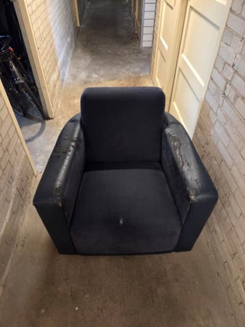 2 donkerblauwe fauteuils - gratis op te halen