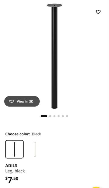 8x IKEA ADILS Tafelpoten Zwart - Gratis