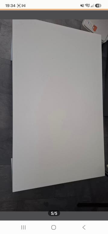 Ikea langwerpige witte tafel met opbergplank