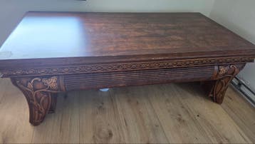 Salontafel hout 120x60 cm met sierlijke poten