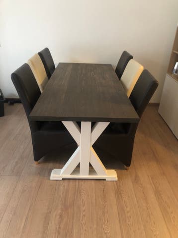 Eettafel 200x90x80 cm met 6 stoelen