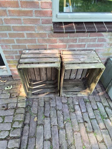 2 houten kistjes, gebruikt, gratis af te halen