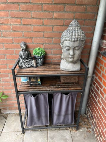 GRATIS - Wasmanden kastje zwart/hout