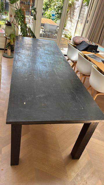 GRATIS ophalen - Eikenhouten eettafel - zwart gebrand