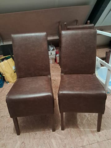 Set van 4 bruine eetkamerstoelen - Leerlook