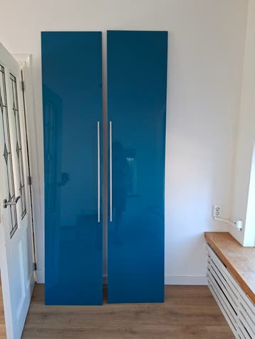 IKEA PAX 2x hoogglans blauw/petrol deuren
