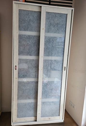 White wash grenen schuifdeurkast 55x100x200 cm (VT Wonen)