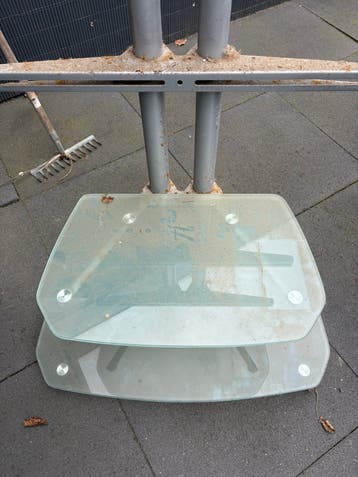 Glazen TV Meubel met Metalen Frame - Gebruikt