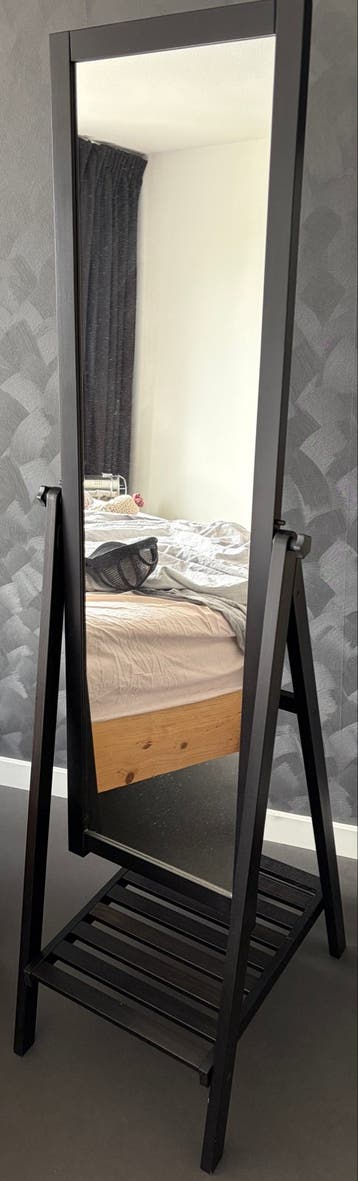 IKEA ISFJORDEN Passpiegel met standaard, zwart
