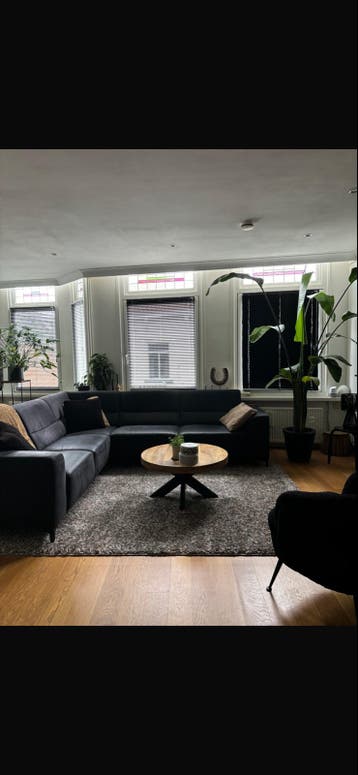 Hoekbank microleder zwart/antraciet, koudschuim zittingen