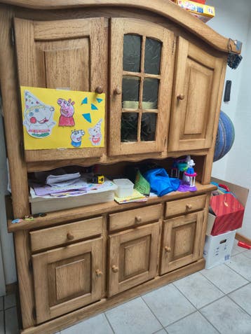 Massief eiken dressoir/kast met lades en deuren