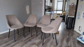 Set van 4 moderne eetkamerstoelen - Grijs stof