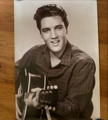 Elvis Presley Poster - Zwart-wit foto met gitaar