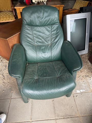 Gratis! Comfortabele leren fauteuils - Groen en Bruin