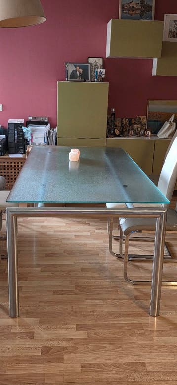 eettafel van gehard glas – 200 x 95 cm
