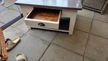 Salontafel met lade en opbergvak - Grijs/Wit