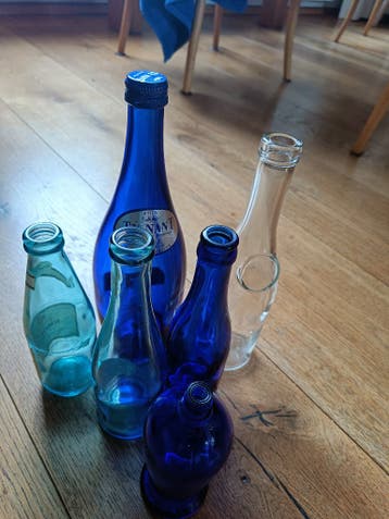 Set flessen oa aqua blauwe