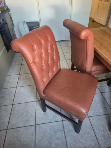 Set van 4 bruine leren stoelen - gratis af te halen