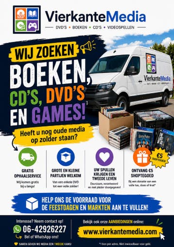 Vierkante Media: Wij zoeken boeken, cd's, dvd's en games!