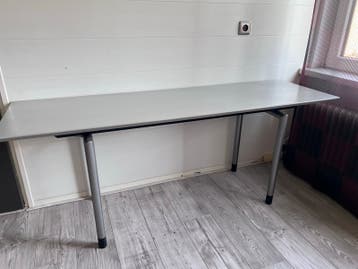 Massief houten bureau met stalen poten 170x50x66 cm