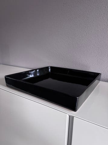 Zware Zwarte Vierkante Schaal - 40x40x6 cm