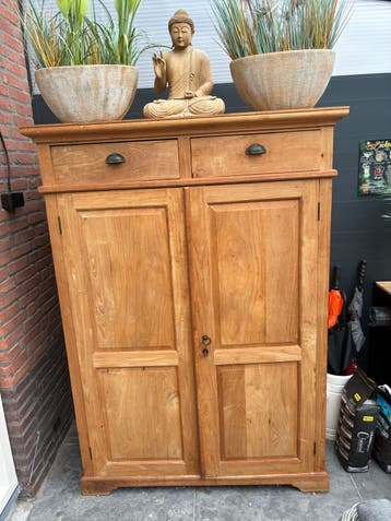 Massief teak houten kast met lades en deuren - 180x120x60 cm