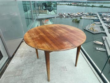 Vintage massief houten eettafel met uitschuifblad