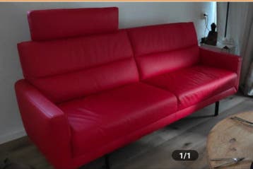 Zgan rode leren Prominent 3 zits bank
