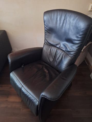 Lederen Relaxfauteuil verstelbaar.