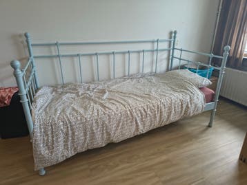 Metalen bedbank - lichtblauw - 90x200 cm