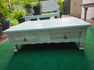 Vintage grenen Salontafel met Lades