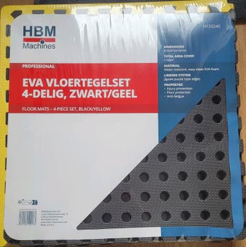 EVA vloertegel 4-delig (x4) zwart. 6m2 totaal.