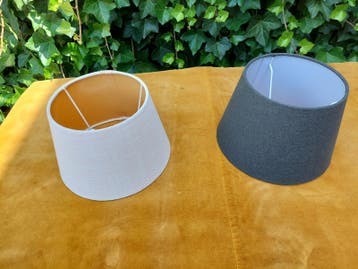 Set van 2 lampenkappen: beige en donkergrijs